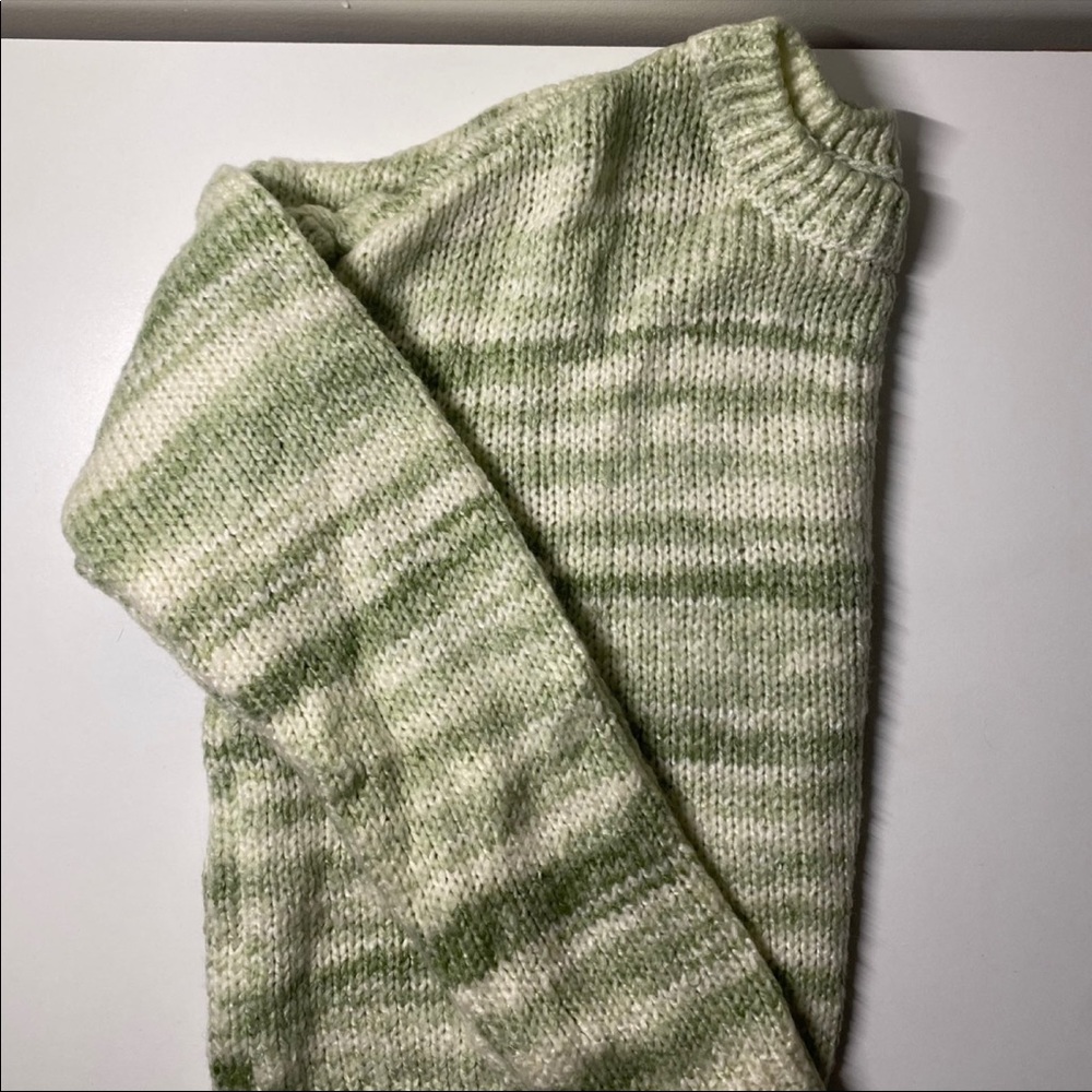 Green striped cropped sweater